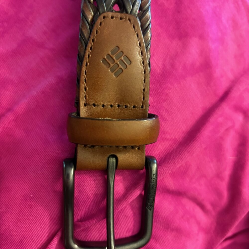 Columbia Men's Braided Belt Casual Dress Single Prong GUNMETAL Buckle- BRN/BLK S